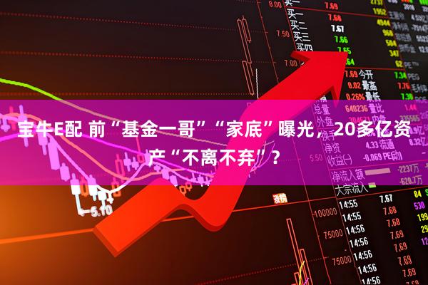 宝牛E配 前“基金一哥”“家底”曝光，20多亿资产“不离不弃”？